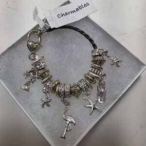 Silver and Gold Beach Charm Bracelet